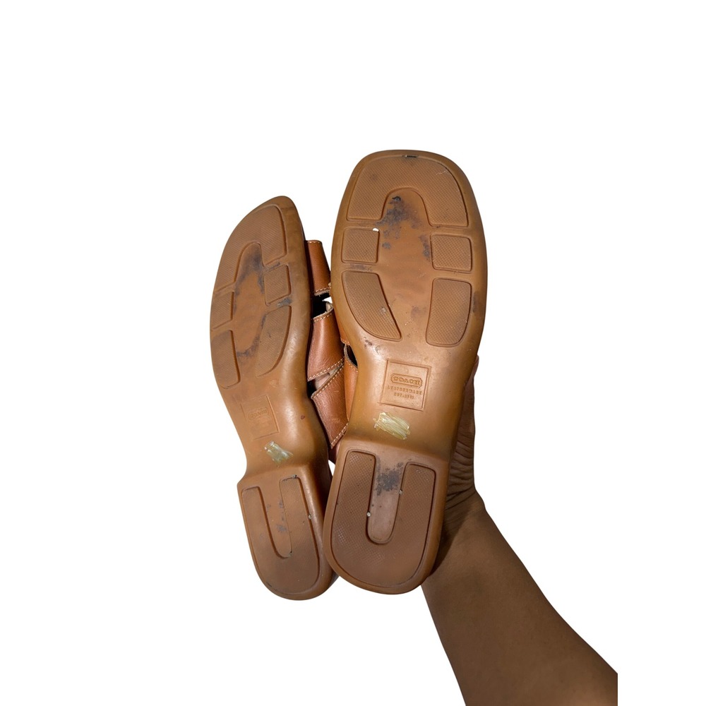 Coach Clarissa Brown Leather Slide Sandals Made in Italy Vintage Womens 8 B P117 - Picture 9 of 10